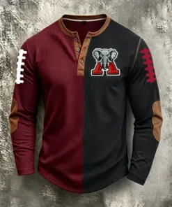 Alabama Football Merch Roll Tide Three Button Long Sleeve Shirt Football Fan Gear