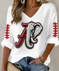 Alabama Football Merch Roll Tide V-Neck Raglan Shirt Football Game Day Gifts For Her