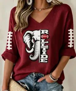 Alabama Football Merch Roll Tide V-Neck Raglan Shirt Sports Gear