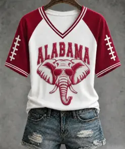 Alabama Football Merch She's From Alabama V-Neck T-Shirt Game Day Gifts For Fans