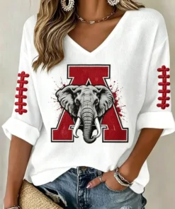 Alabama Football V-Neck Raglan Shirt Bama Game Day Apparel Gifts For Sister