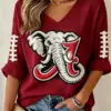 Alabama Gamaday Football V-Neck Raglan Shirt Bama Sports Tee Present Ideas For Wife