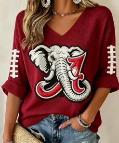 Alabama Gamaday Football V-Neck Raglan Shirt Bama Sports Tee Present Ideas For Wife