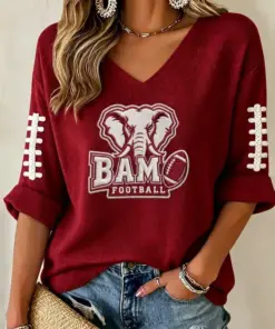 Bama Football Merch Bam Football V-Neck Raglan Shirt Gifts For Her