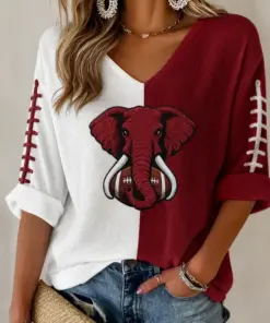 Bama Football Merch Football V-Neck Raglan Shirt Mom Gifts