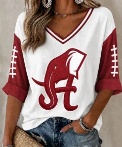 Bama Football Merch Game Day V-Neck Raglan Shirt Football Fan Gear
