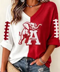 Bama Football Merch Game Day V-Neck Raglan Shirt Sports Apparel Gift