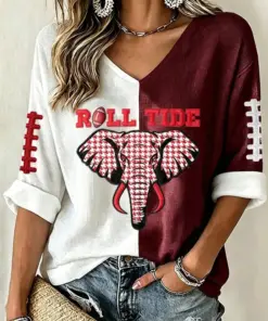 Bama Football Merch Game Day V-Neck Raglan Shirt Sports Apparel