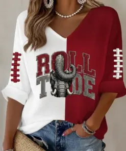 Bama Football Merch Roll Tide Football V-Neck Raglan Shirt Sister Gifts
