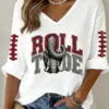 Bama Football Merch Roll Tide Football V-Neck Raglan Shirt Sports Gifts For Fans