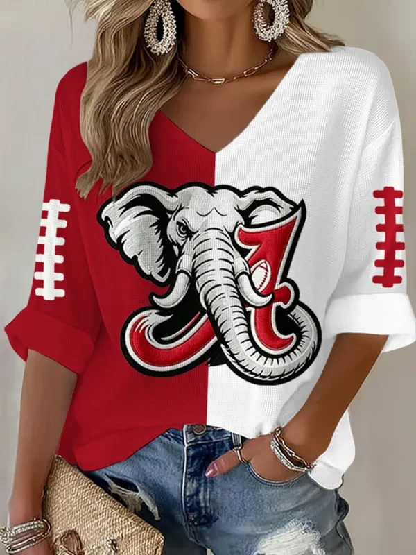 Bama Football Merch Roll Tide Game Day V-Neck Raglan Shirt Sport Gear