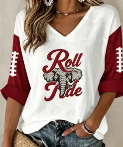 Bama Football Merch Roll Tide V-Neck Raglan Shirt Game Day Presents For Wife