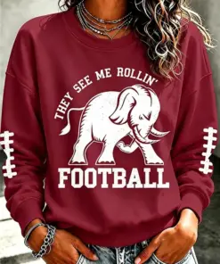 Bama Football Merch They See Me Rollin Sweatshirt Football Sister Gifts