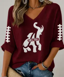 Bama Sports Merch Roll Tide Football V-Neck Raglan Shirt Game Day Fan Gifts