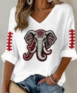 Bama Sports Merch Roll Tide Football V-Neck Raglan Shirt Sports Gifts For Her