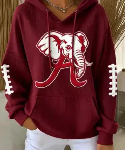 Crimson Sports Merch Football Hoodie Game Day Sports Gifts For Her