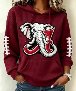 Crimson Sports Merch Football Hoodie Sports Game Day Gifts For Best Friend