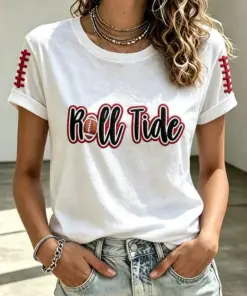 Crimson Sports Merch Football T-Shirt Game Day Gifts For Sister