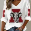 Crimson Sports Merch Football V-Neck Raglan Shirt Game Day Friend Gifts