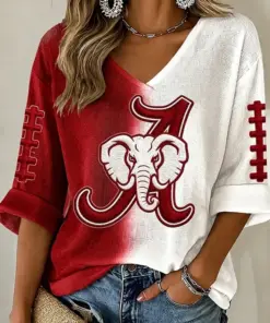Crimson Sports Merch Football V-Neck Raglan Shirt Sports Apparel