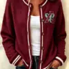 Crimson Sports Merch Game Day Round Neck Cardigan Football Sister Gifts