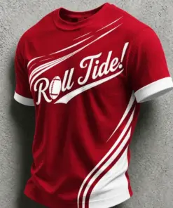 Crimson Sports Merch Roll Tide Football T-Shirt Game Day Sports Gifts For Boyfriend