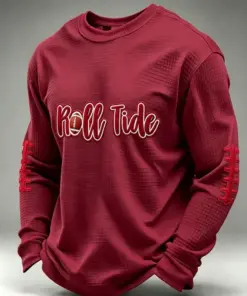 Crimson Sports Merch Roll Tide Game Day Long Sleeve Shirt Football Dad Gifts