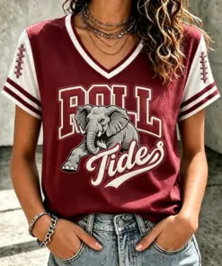 Crimson Sports Merch Roll Tide Game Day V-Neck T-Shirt Sports Gifts