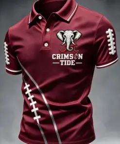 Crimson Sports Merch Roll Tide Polo Shirt Game Day Sports Gifts For Him