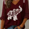 Crimson Sports Merch Roll Tide V-Neck Raglan Shirt Football Gifts For My Wife