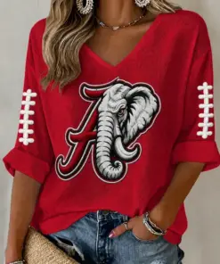 Alternative view of Crimson Sports Merch Roll Tide V-Neck Raglan Shirt Football Sister Gifts