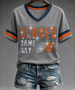 Denver Football Merch Denver Game Day V-Neck Shirt Gifts For Superfans