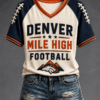 Denver Football Merch Denver Mile High Football V-Neck Shirt Football Fan Gifts