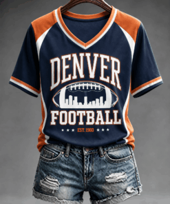 Denver Football Merch Football Est 1960 V-Neck Shirt Funny Fan Gifts