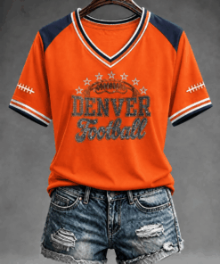 Denver Football Merch Football V-Neck Shirt Aesthetic Game Day Gifts