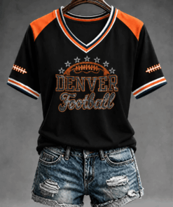 Denver Football Merch Football V-Neck Shirt Funny Game Day Gifts
