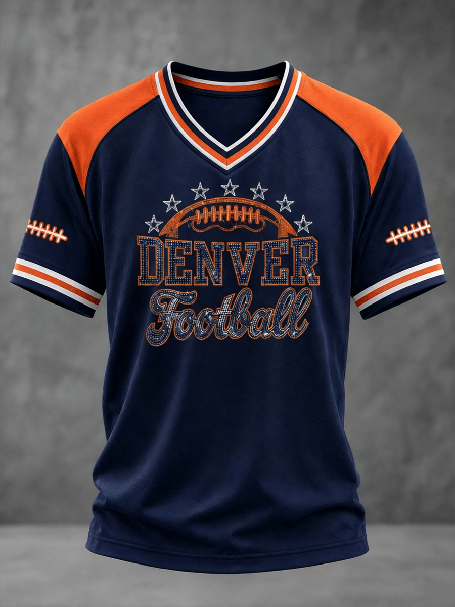Denver Football Merch Football V-Neck Shirt Funny Gifts For Fans