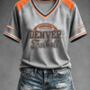 Denver Football Merch Football V-Neck Shirt Tailgate Fan Presents