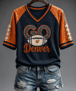 Denver Football Merch Go Denver V-Neck Shirt Game Day Stadium Gifts