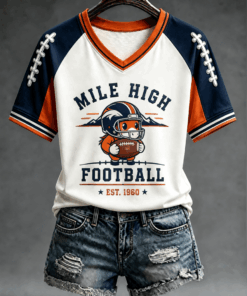 Denver Football Merch Mile High Football Est 1960 V-Neck Shirt Gifts For Fans