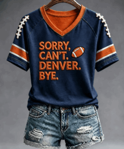 Denver Football Merch Sorry Can't Denver Bye V-Neck Shirt Game Day Presents