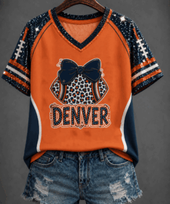 Denver Football Merch V-Neck Shirt Funny Football Fan Gifts
