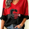 Georgia Football Merch Bulldogs Football V-Neck Raglan Shirt Apparel Gift