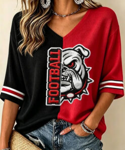 Georgia Football Merch Bulldogs Football V-Neck Raglan Shirt Gifts For Sister