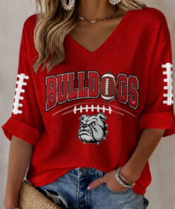 Georgia Football Merch Bulldogs Football V-Neck Raglan Shirt Ideas For Mom