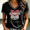 Georgia Football Merch Bulldogs Football V-Neck T-Shirt Gift For Girlfriend