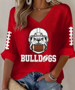 Georgia Football Merch Bulldogs Game Day V-Neck Raglan Shirt Football Gifts For Mom