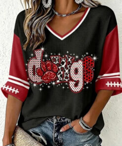 Georgia Football Merch Bulldogs Game Day V-Neck Raglan Shirt Gifts For Mom
