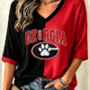 Georgia Football Merch Bulldogs Game Day V-Neck Raglan Shirt Mom Gifts