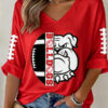 Georgia Football Merch Bulldogs Game Day V-Neck Raglan Shirt Presents For Girlfriend